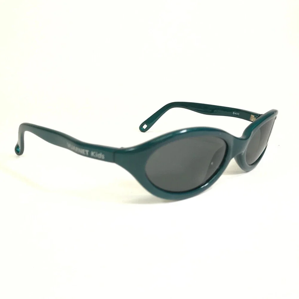 Vuarnet Kids Sunglasses B400 Green Round Frames with Gray Lenses 50-18-110